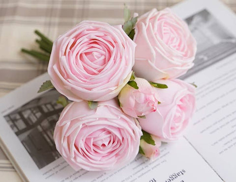 6-stem bundle-Real Touch rose bouquet - White