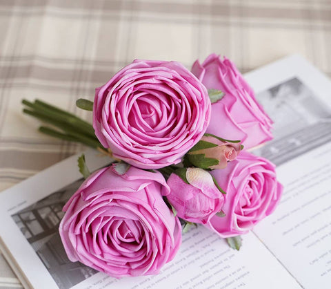 6-stem bundle-Real Touch rose bouquet - White