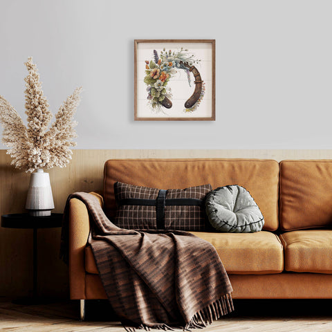 Horseshoe with Flowers Framed Art