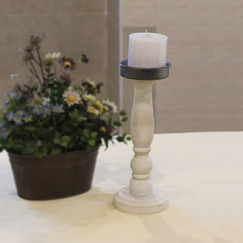 Wooden Pillar Candle Holder