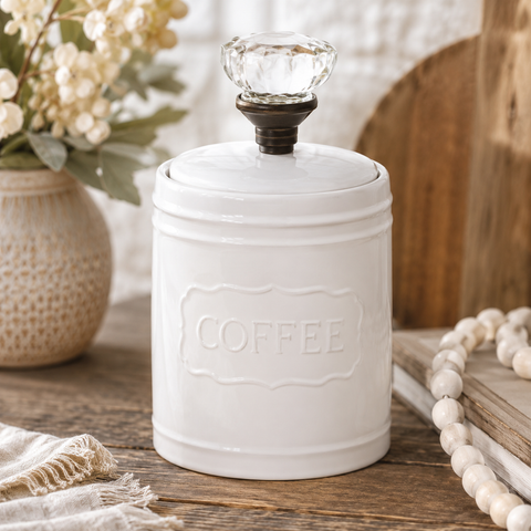 Dolomite Coffee Canisters with Glass Knob