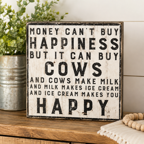 Cows Make You Happy Box Sign