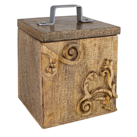 Carved Jewelry Trinket Box Wood