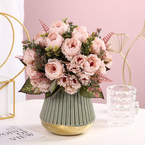 Peony Rose Artificial Flower Bouquet - Pink