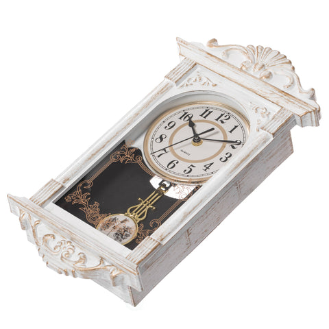 Vintage Grandfather Wall Clock - White/Gold