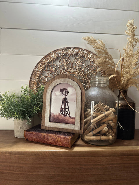 Arched Frame Windmill On the Prairie