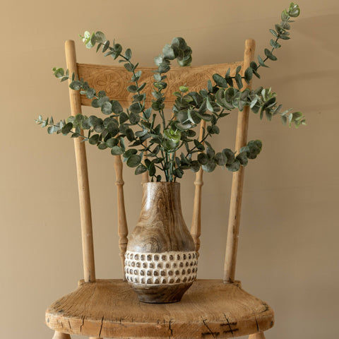 Whitewashed Wood Bead Vase