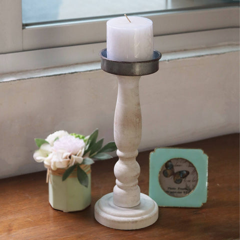 Wooden Pillar Candle Holder
