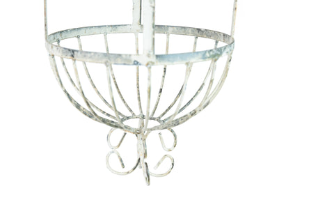 La Belle Hanging Iron Planter Garden Basket-White