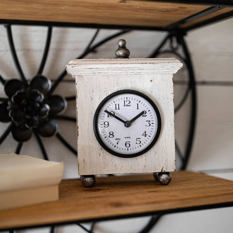 White Wood Tabletop Clock