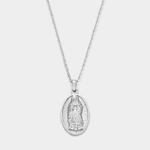 Saint Mary Pendant Necklace - Silver