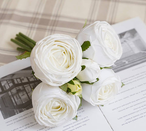 6-stem bundle-Real Touch rose bouquet - White