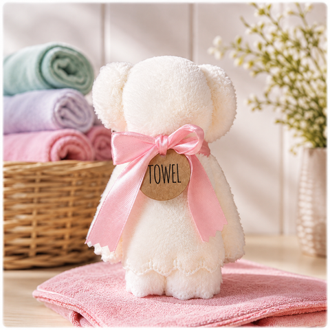 White Bear Bath Towel