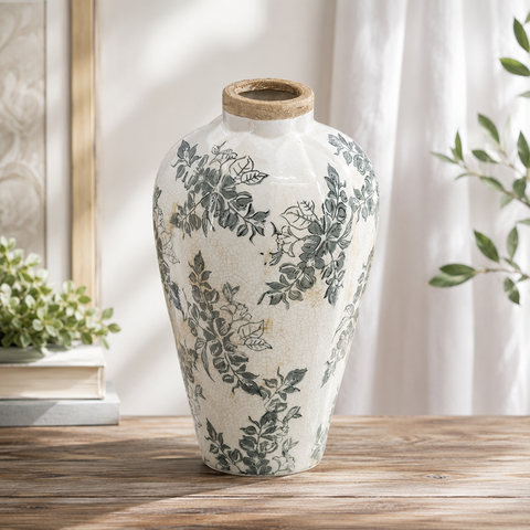 Gray Floral Vase