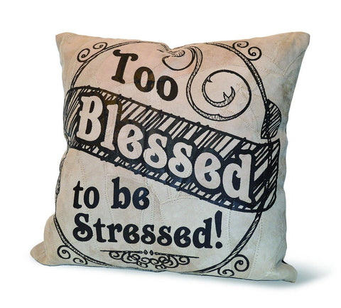 Recycled Leather Pillow : Blessed
