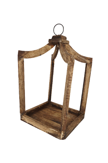 Canopy Farmhouse Wood Lantern-Home Decor-Rustic Brown-Large