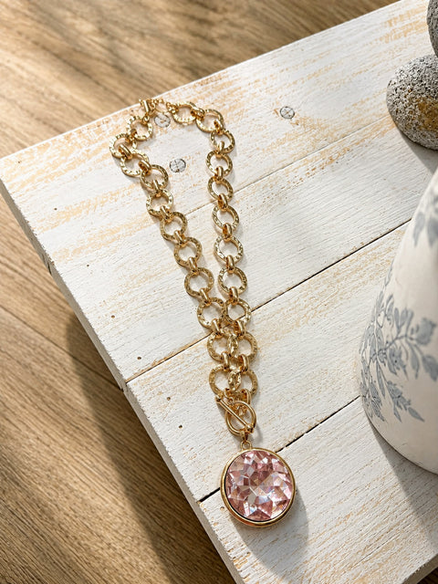 Pink Stone Bold Necklace