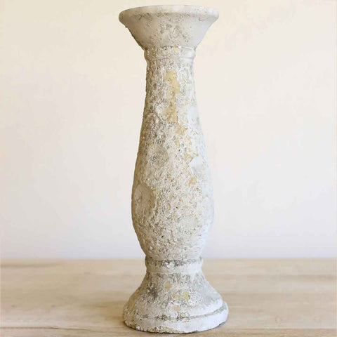 Visby Candle Holder  - Antique White   4.5x12.75
