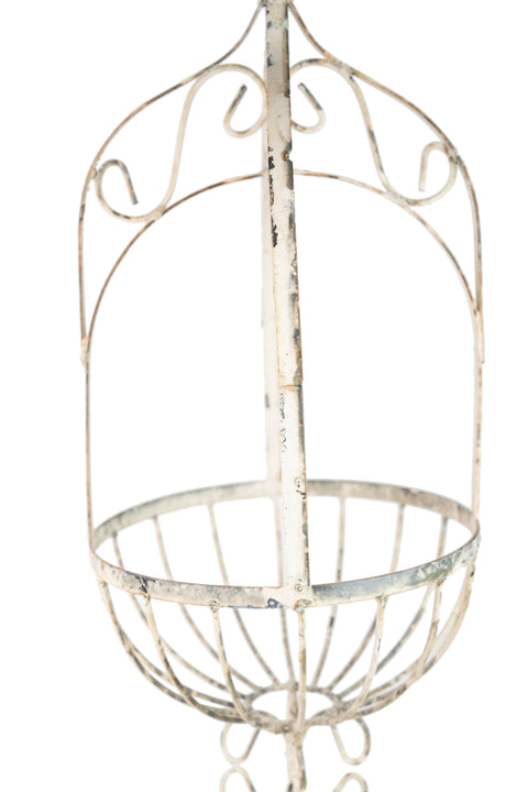 La Belle Hanging Iron Planter Garden Basket-White