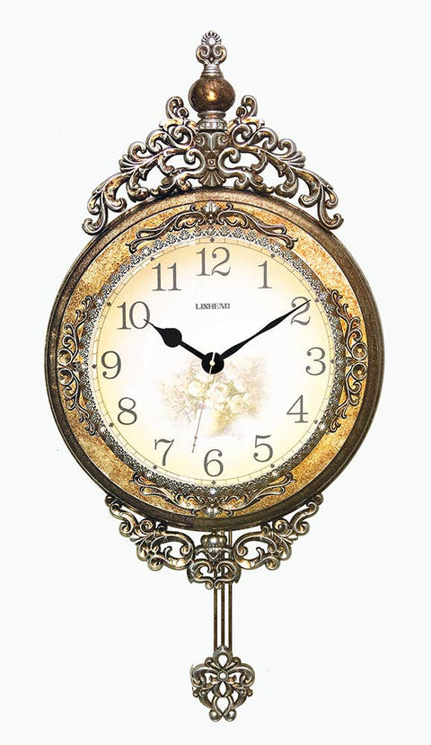 Wall Clock With Pendulum Gold