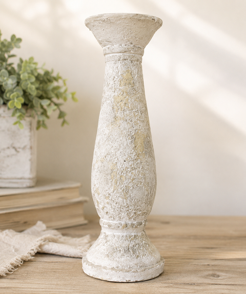 Antique White Visby Candle Holder - 4.5x12.75