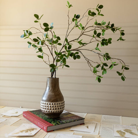 Whitewashed Wood Bead Vase