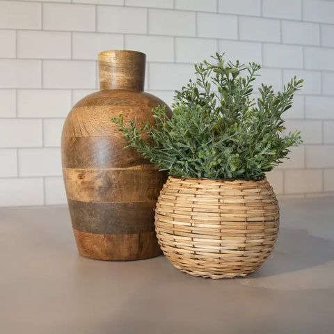 Mango Wood Vase - 6" x 6" x 10"
