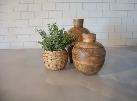 Mango Wood Vase - 6" x 6" x 10"