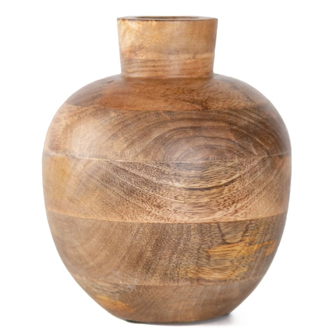 Mango Wood Vase - 6x6x7.5