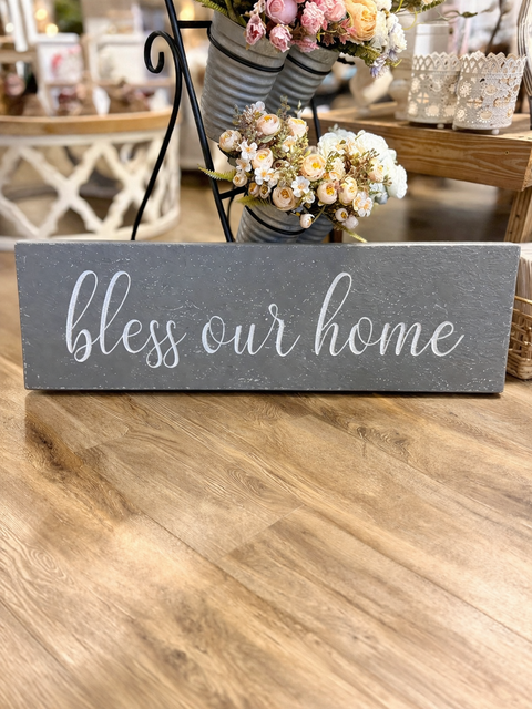 Bless Our Home Sign - Gray