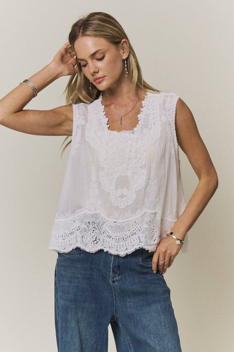 Boho Lace Detail Blouse