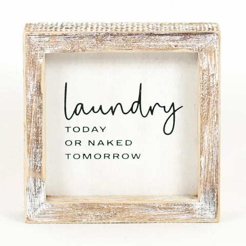Wood Framed Sign - Laundry