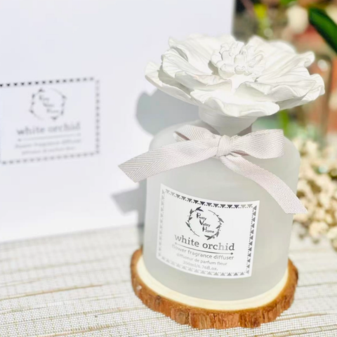 White Orchid (White) Ceramic Flower Diffuser