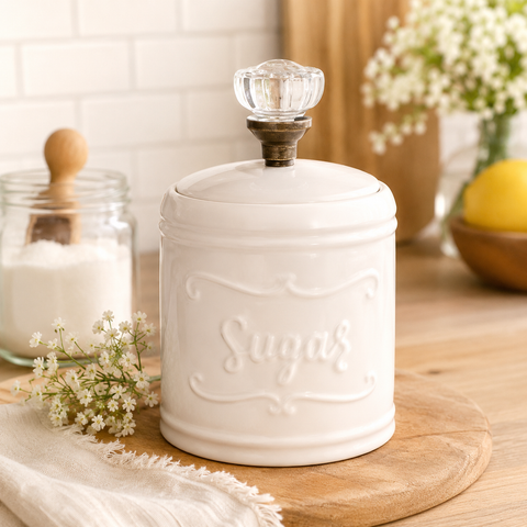 Dolomite Sugar Canister with Glass Knob