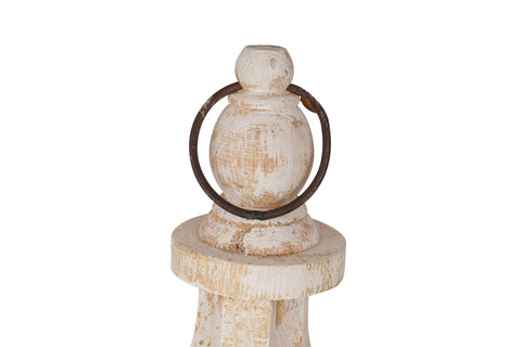 Winston Rustic Farmhouse Hanging Wood Lantern-13x24-White