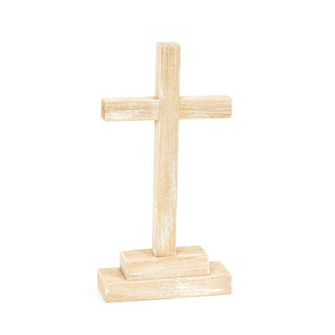Wood Cross on Stand – Natural Wood