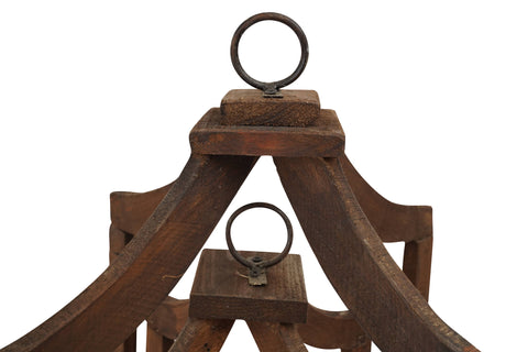 Canopy Farmhouse Wood Lantern-Home Decor-Rustic Brown-Large