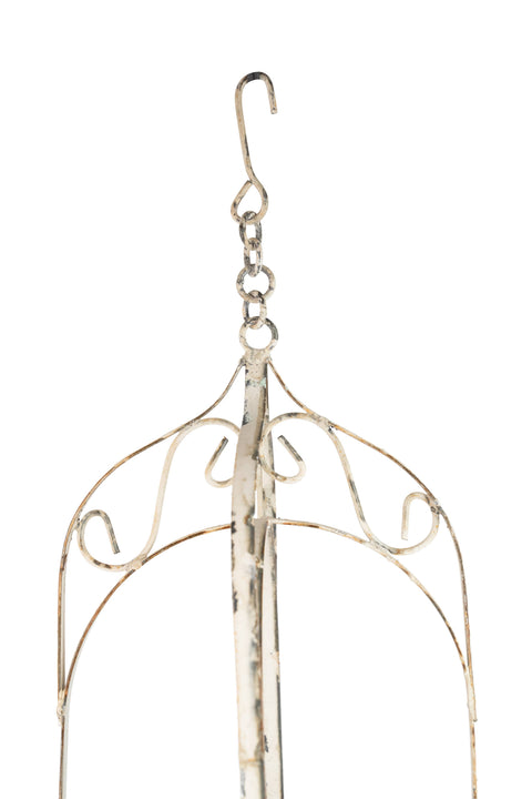 La Belle Hanging Iron Planter Garden Basket-White