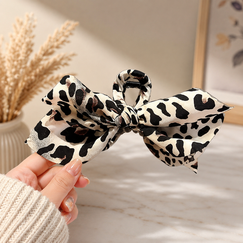 White Leopard Hair Claw Clip
