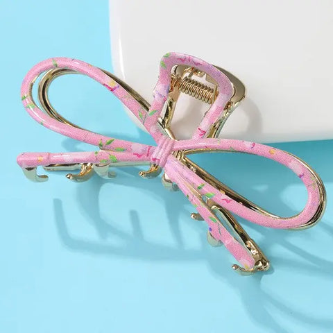 Pink Botanical Floral Hair Claw Clip