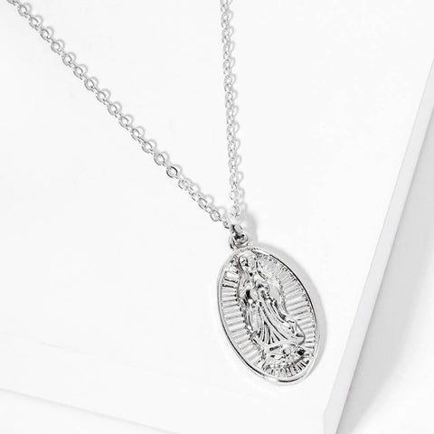 Saint Mary Pendant Necklace - Silver