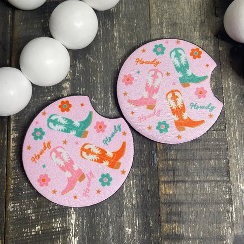 Car Coasters-Howdy Colorful Boots