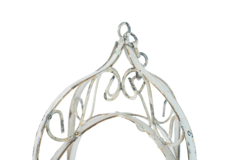 La Belle Hanging Iron Planter Garden Basket-White