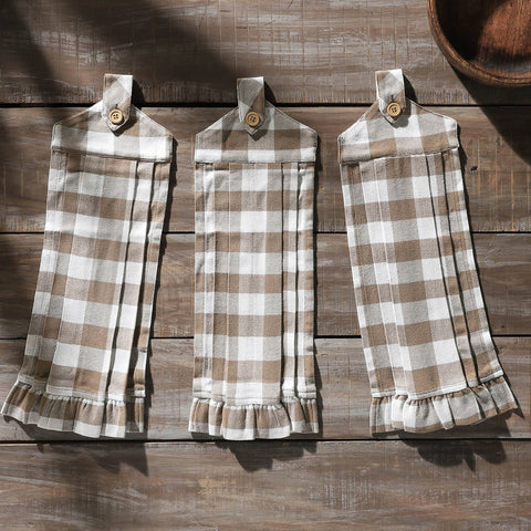 Check Button Loop Tea Towel