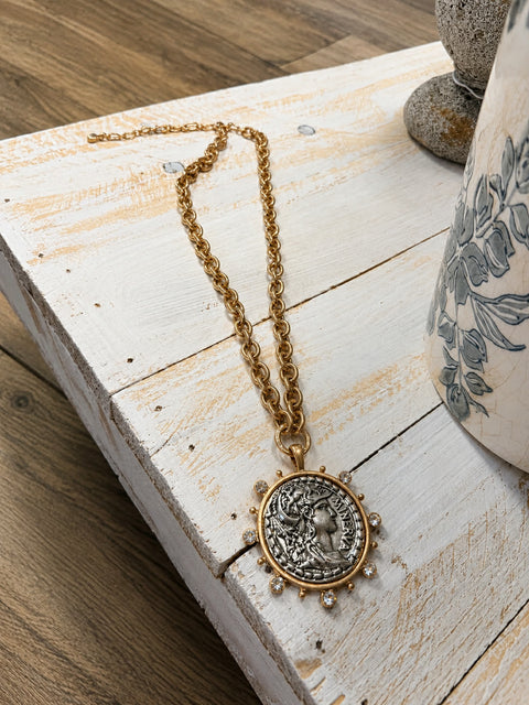 Coin Rhinestone Necklace