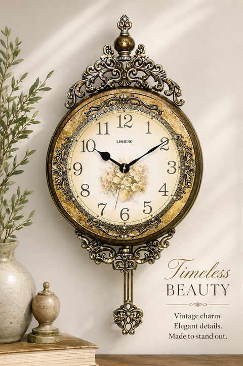 Gold Wall Clock With Pendulum