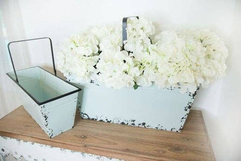Distressed Blue Metal Gathering Baskets - Set of 2