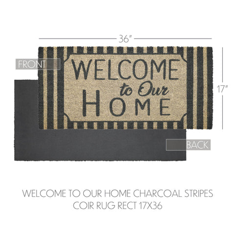 Charcoal Stripes Coir Rug