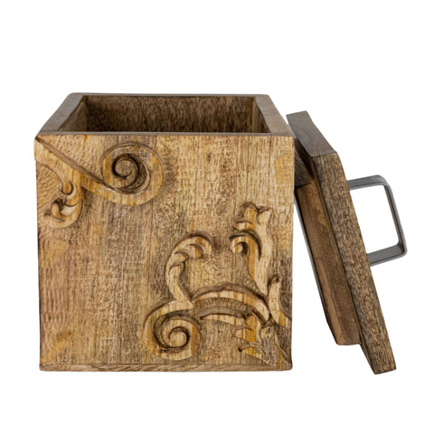 Carved Jewelry Trinket Box Wood
