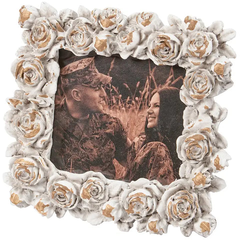 Antique White Rose Photo Frame